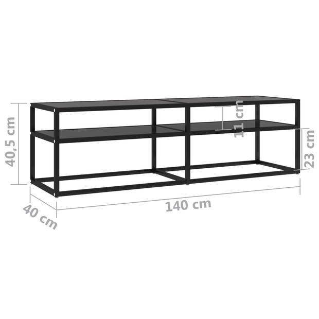 vidaXL Tv-meubel 140x40x40,5 cm gehard glas zwart