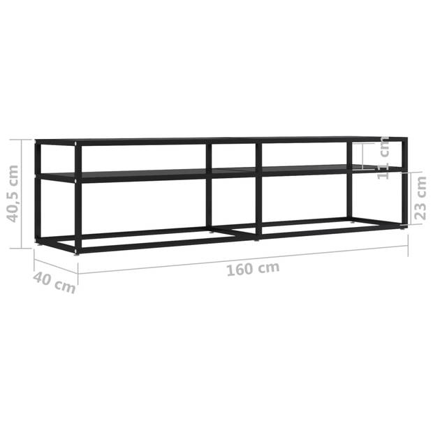 The Living Store TV-kast - 160 x 40 x 40.5 cm - zwart glas en staal