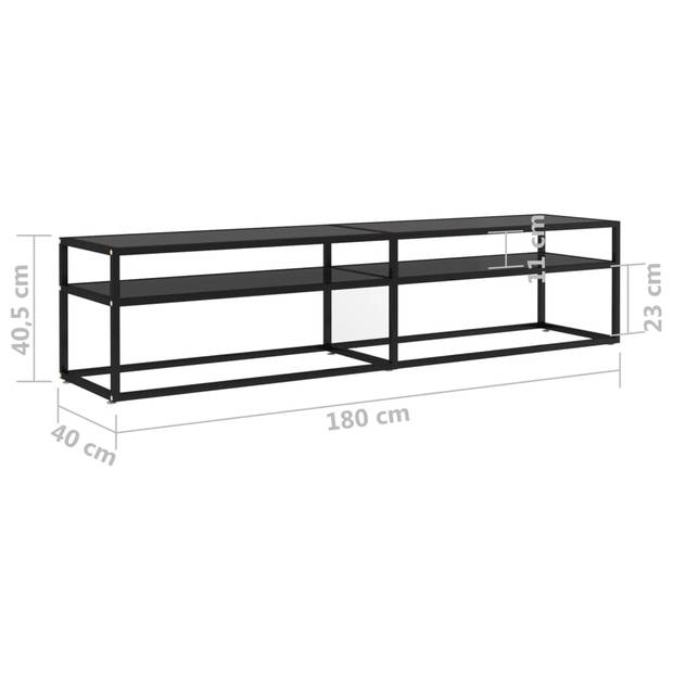 The Living Store Televisiekast Glas Zwart - 180x40x40.5 cm - 5 mm Glas - Gemonteerd