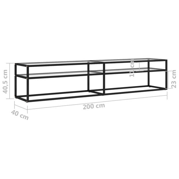 vidaXL Tv-meubel 200x40x40,5 cm gehard glas transparant