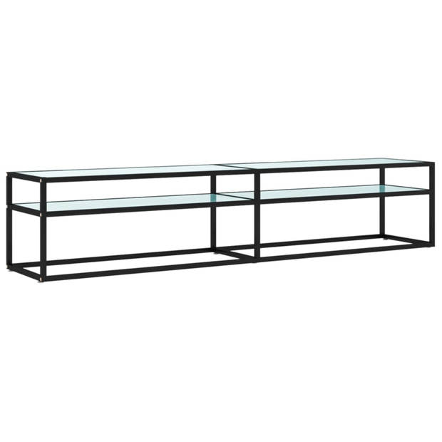 vidaXL Tv-meubel 200x40x40,5 cm gehard glas witmarmerkleurig