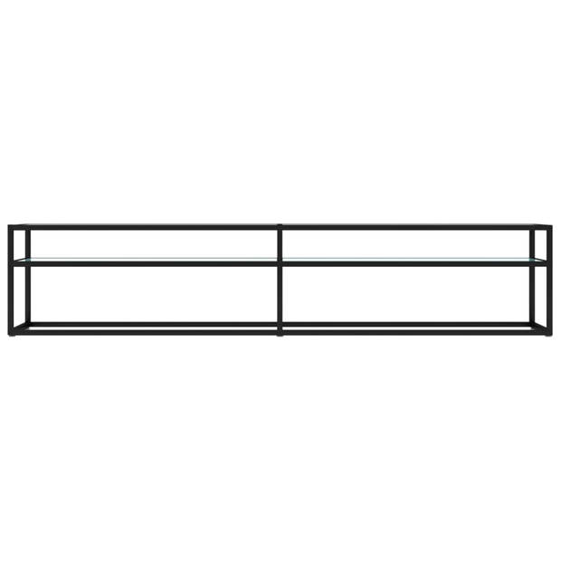 The Living Store Televisiekast s - Stereokast - 200x40x40.5 cm - Gehard glas - Zwart-wit marmer