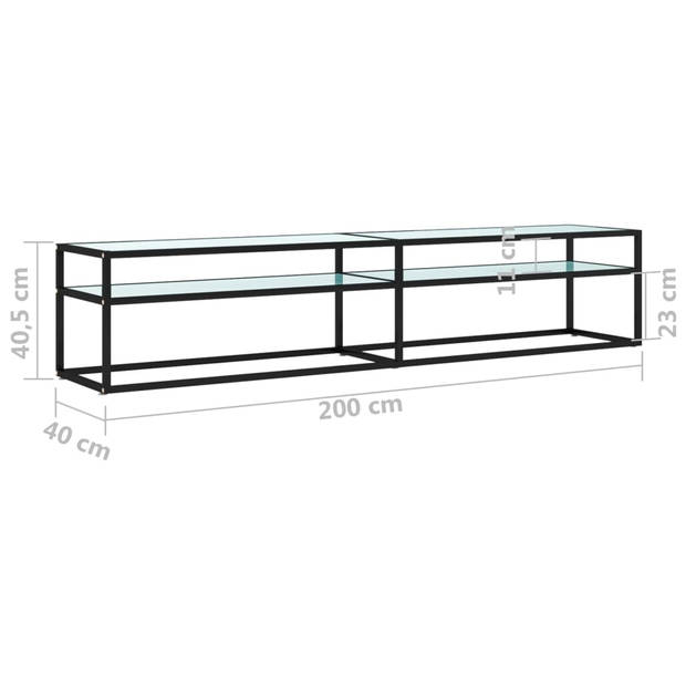 vidaXL Tv-meubel 200x40x40,5 cm gehard glas witmarmerkleurig