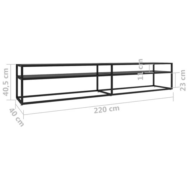 vidaXL Tv-meubel 220x40x40,5 cm gehard glas zwart