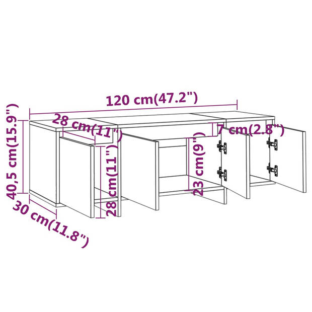 The Living Store Televisiemeubel - TV-kast - 120 x 30 x 40.5 cm - Betongrijs