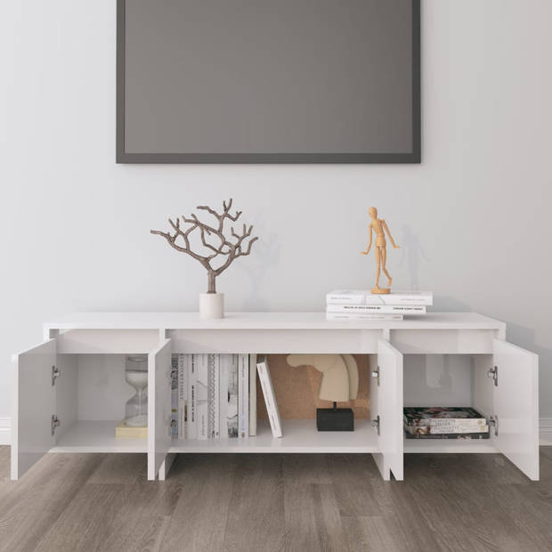 The Living Store TV-meubel - wit hoogglans - 120 x 30 x 40.5 cm - 4 deuren