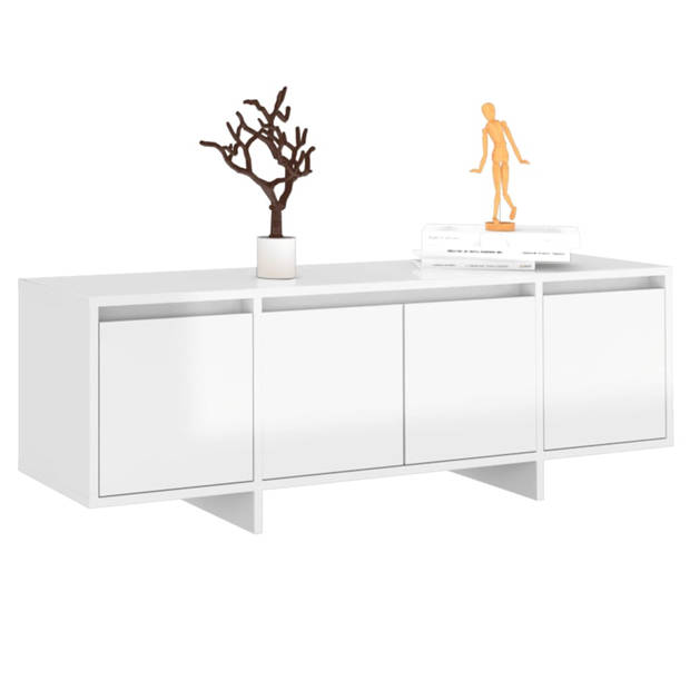 The Living Store TV-meubel - wit hoogglans - 120 x 30 x 40.5 cm - 4 deuren