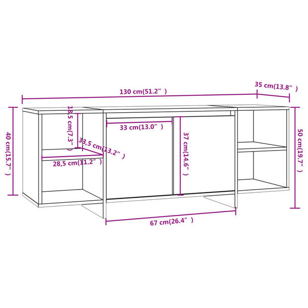 The Living Store Televisiemeubel - 2 Deuren - 2 Schappen - Hoogglans wit - Spaanplaat - 130x35x50cm