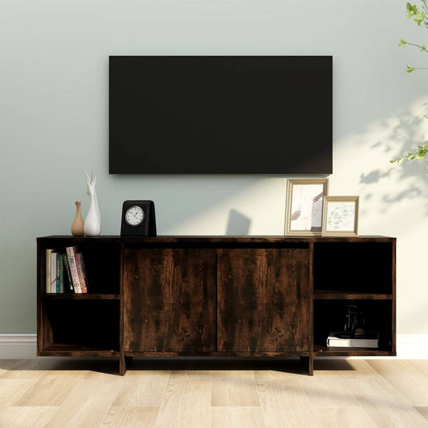 The Living Store Tv-meubel - Gerookt eiken - 130 x 35 x 50 cm - Stabiele constructie