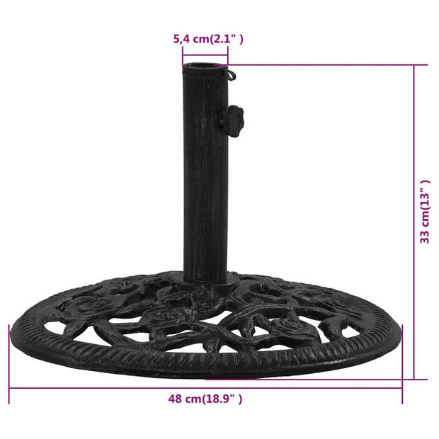 vidaXL Parasolvoet 48x48x33 cm gietijzer zwart