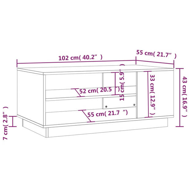 The Living Store - Banktafels - 102 x 55 x 43 cm - Stevige constructie
