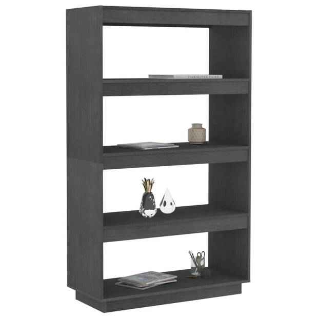 vidaXL Boekenkast/kamerscherm 80x35x135 cm massief grenenhout grijs