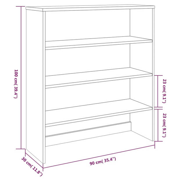 vidaXL Opzetkast HAMAR 90x30x100 cm massief grenenhout donkergrijs