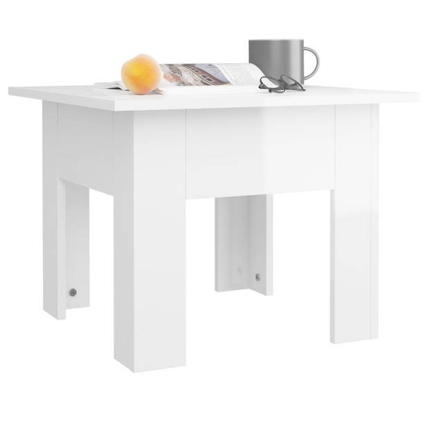 vidaXL Salontafel 55x55x42 cm bewerkt hout hoogglans wit