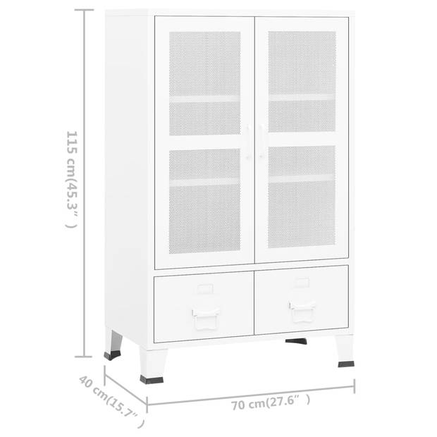 vidaXL Opbergkast industrieel 70x40x115 cm metaal wit