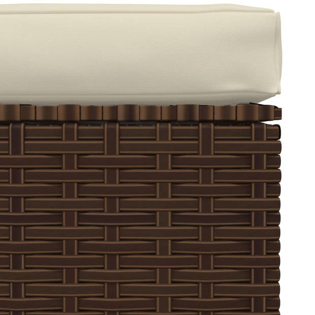 vidaXL Voetensteun met kussen 70x70x30 cm poly rattan bruin