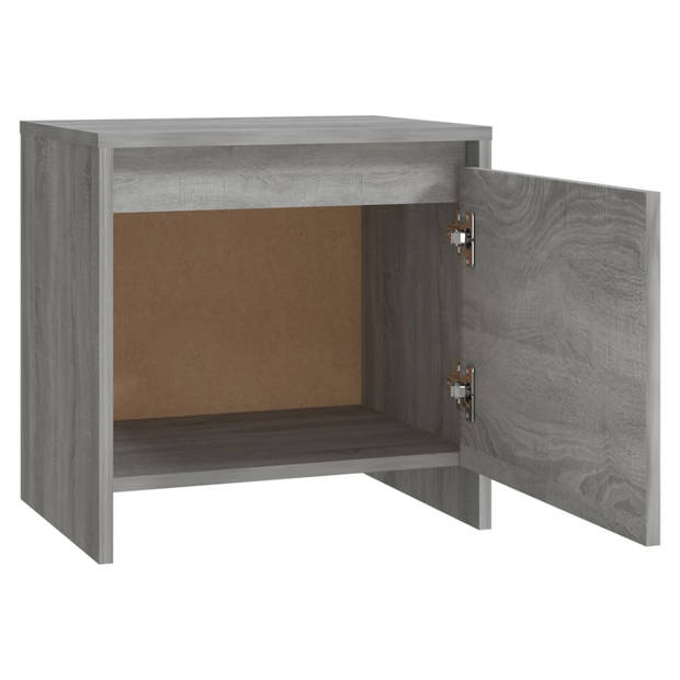 The Living Store Bedkastje - Grijs Sonoma Eiken - 45x34x44.5 cm - 1 deur - Stevig en Duurzaam - Montage vereist