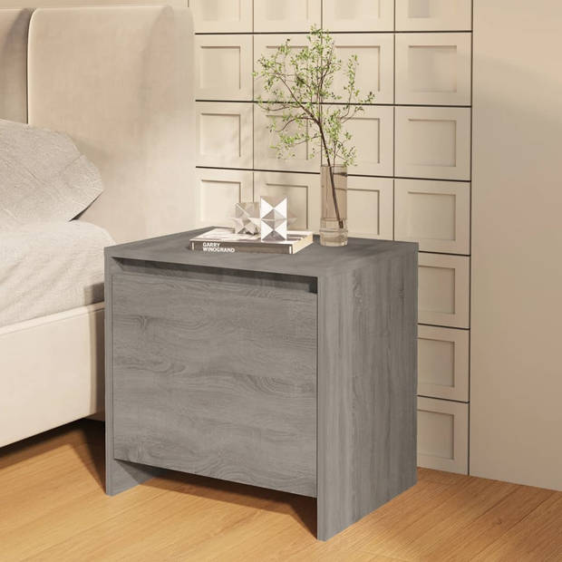 The Living Store Bedkastje - Grijs Sonoma Eiken - 45x34x44.5 cm - 1 deur - Stevig en Duurzaam - Montage vereist