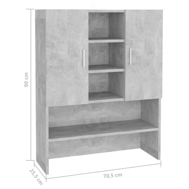 vidaXL Wasmachinekast 70,5x25,5x90 cm betongrijs