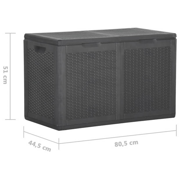 vidaXL Tuinbox 180 L PP rattan zwart