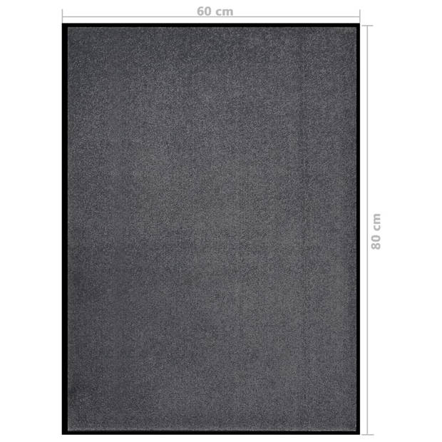 The Living Store Deurmat - Antraciet - 60x80 cm - 100% PP gedraaide heatset