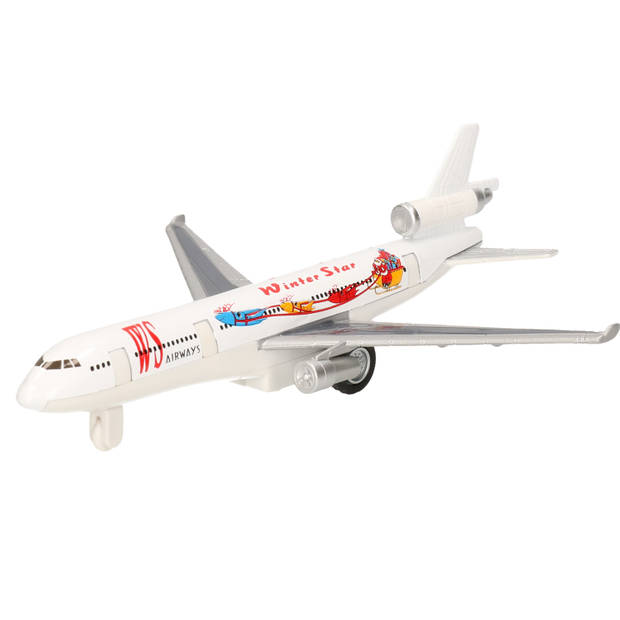 Speelgoed vliegtuigen setje van 2 stuks zilver en wit 19 cm - Speelgoed vliegtuigen