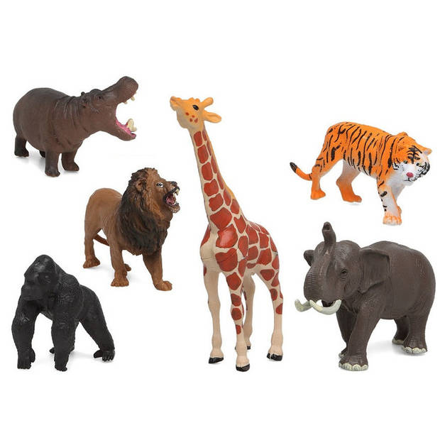 Speelgoed safari jungle dieren figuren 5x stuks variabele afmetingen 17 x 8 cm tot 6 x 7 cm - Speelfigurenset