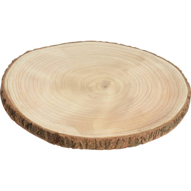 2x stuks houten decoratie boomschors boomschijven D25 cm - Houten knutselstokjes