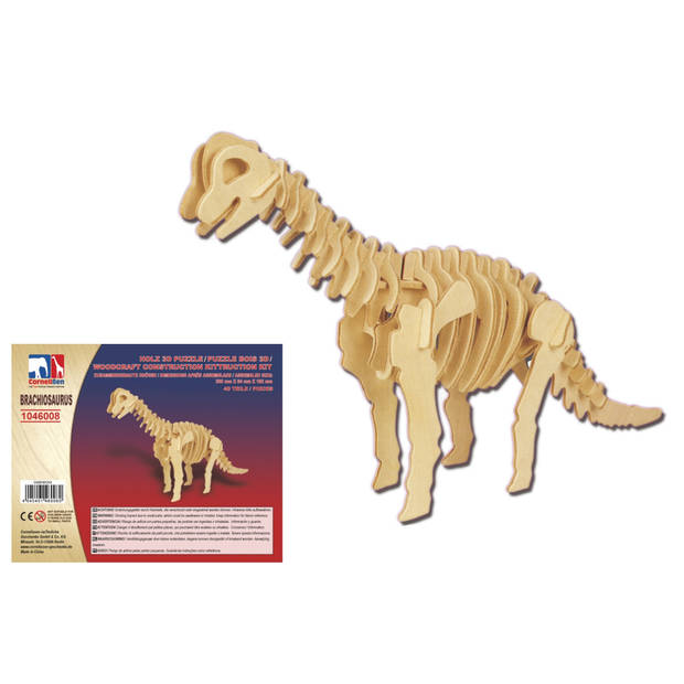 Houten 3D puzzel brachiosaurus dinosaurus 23 cm - 3D puzzels