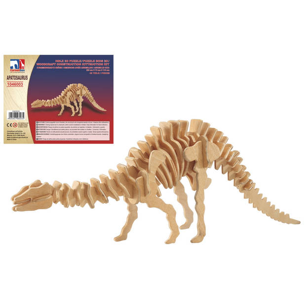 Houten 3D puzzel apatosaurus/langnek dinosaurus 38 cm - 3D puzzels