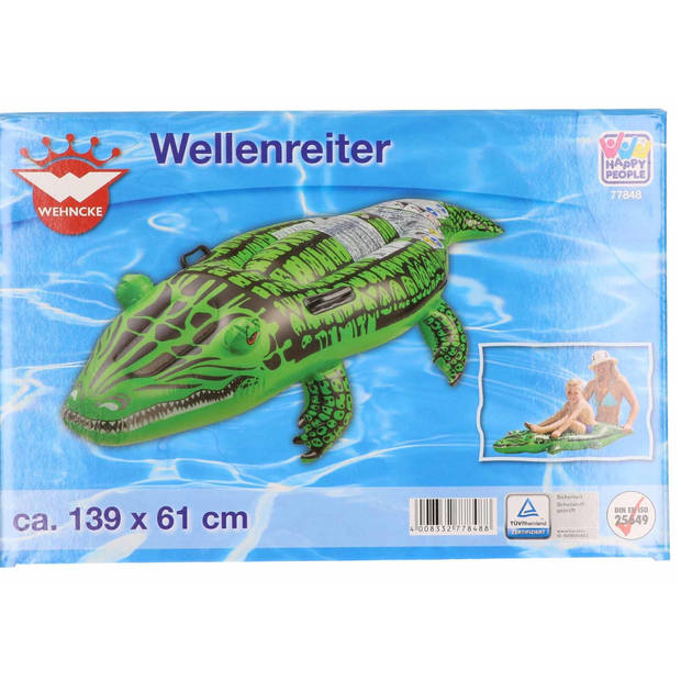 Groene opblaasbare krokodil 145 cm ride-on speelgoed - opblaasspeelgoed
