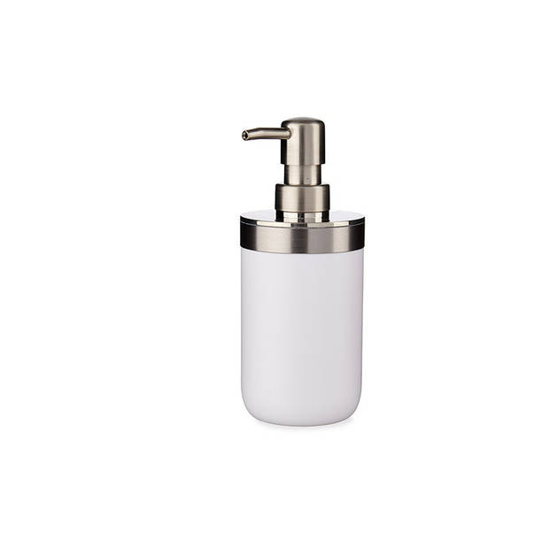 Zeeppompje/dispenser roestvrij metaal wit/zilver 350 ml met formaat 9 x 8 x 17 cm - Zeeppompjes