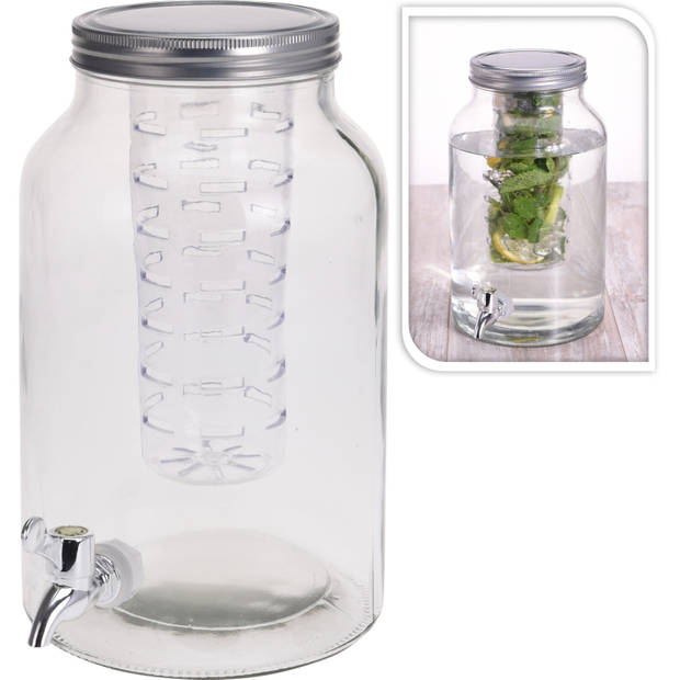 Glazen drank dispenser met infuser 4 liter - Drankdispensers