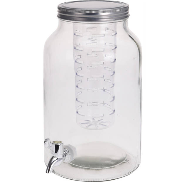 Set van 2x stuks glazen drank dispenser met infuser 4 liter - Drankdispensers