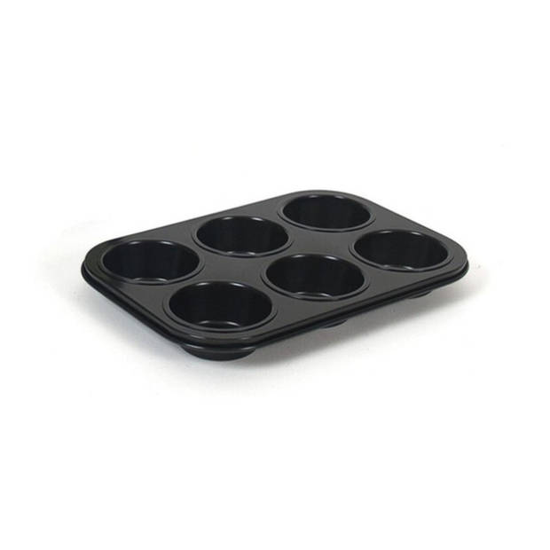 Set van 2x stuks muffin bakvorm/bakblik rechthoek 27 x 19 x 3 cm zwart voor 12 stuks - Muffinvormen / cupcakevormen