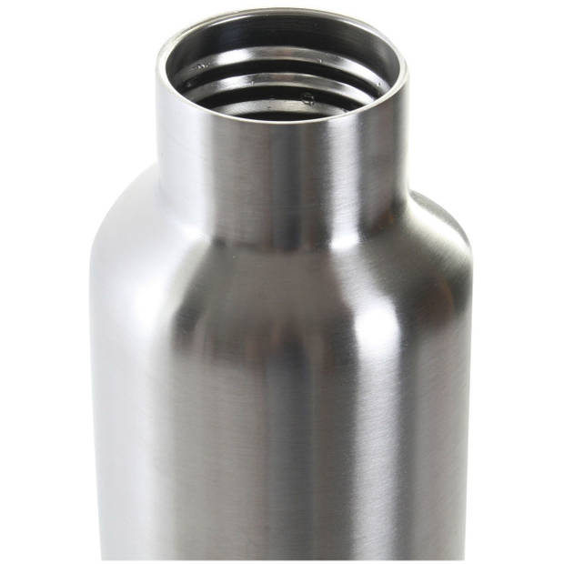 RVS thermosfles/isoleerfles zilvergrijs met schroefdop en karabijnhaak 750 ml - Thermosflessen