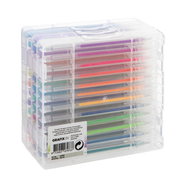 48x stuks glitter en neon gekleurde gelpennen in meeneem case - Gelpennen