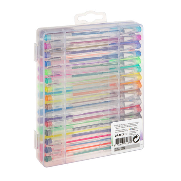 30x stuks glitter en neon gekleurde gelpennen in meeneem case - Gelpennen