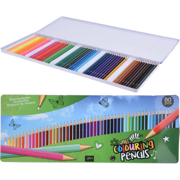 Hobby kleurpotloden set 50x stuks kinder speelgoed - Tekenpotloden
