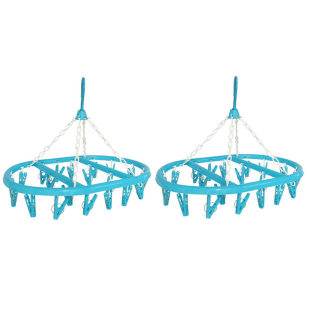 Droogcarrousel/droogmolen blauw met 20 knijpers 41 x 32 cm - Hangdroogrek