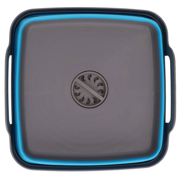 Opvouwbare afwasteil/afwasbak - grijs/blauw - kunststof - 30 x 30 cm - keuken - reis accessoires - Afwasbak