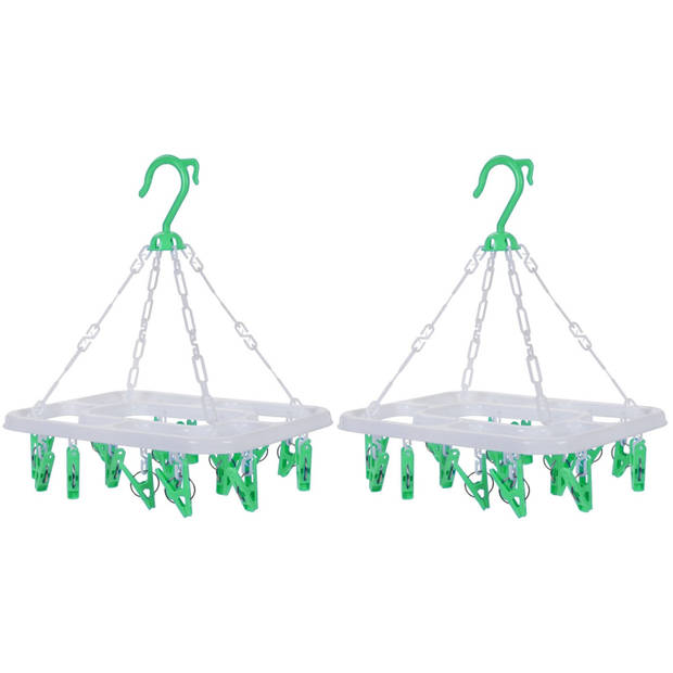 Droogcarrousel/droogmolentje groen met 18 knijpers - Hangdroogrek