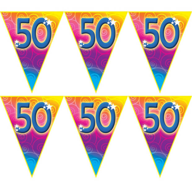 3x stuks verjaardag thema 50 jaar geworden feest vlaggenlijn van 5 meter - Vlaggenlijnen