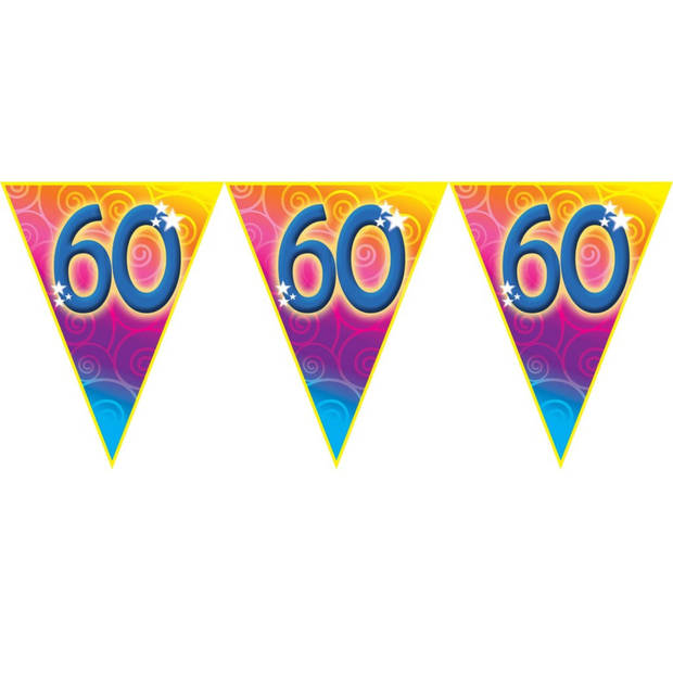 Verjaardag thema 60 jaar geworden feest vlaggenlijn van 5 meter - Vlaggenlijnen