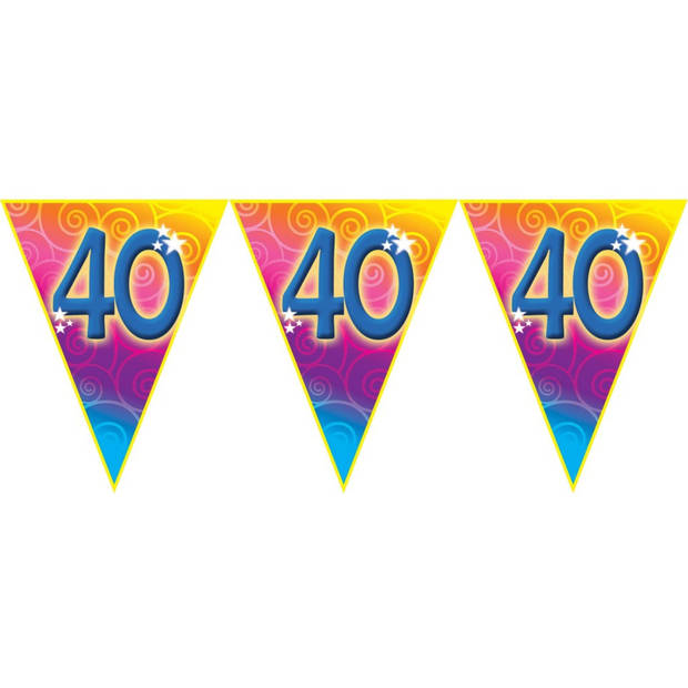 3x stuks verjaardag thema 40 jaar geworden feest vlaggenlijn van 5 meter - Vlaggenlijnen