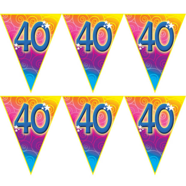 3x stuks verjaardag thema 40 jaar geworden feest vlaggenlijn van 5 meter - Vlaggenlijnen