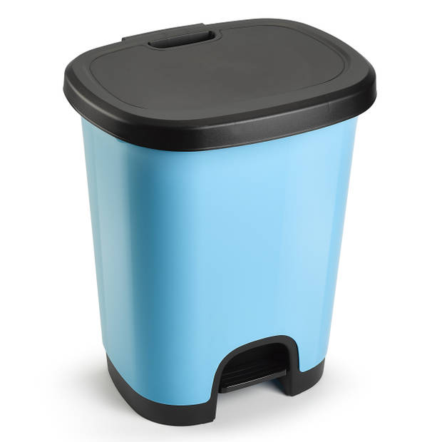 PlasticForte Pedaalemmer - kunststof - zwart-blauw - 18 liter - Pedaalemmers