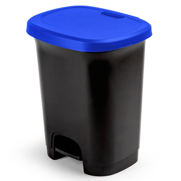 PlasticForte Pedaalemmer - kunststof - zwart-blauw - 27 liter - Pedaalemmers