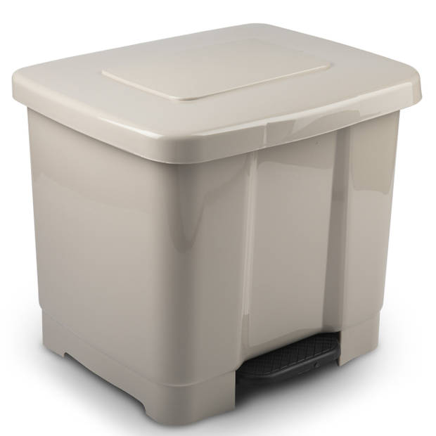 Plasticforte Pedaalemmer - 2-vaks - beige - 35 liter - 43 x 38 cm - Pedaalemmers