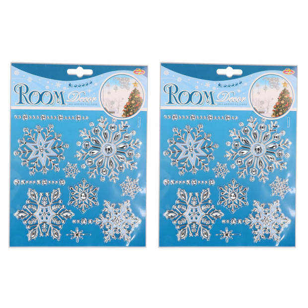 2x stuks kerst decoratie stickers kerstklokken plaatjes 18 x 24 cm - Feeststickers